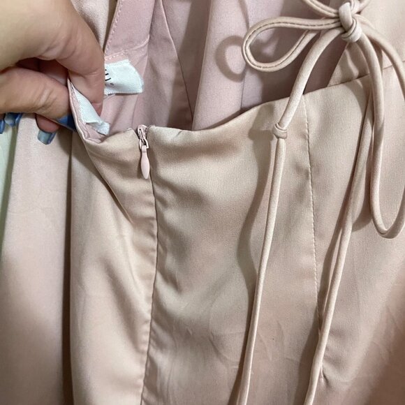 Native Daughters Womens Pink Y2K Satin Halter Tie Back Micro Mini Dress Medium - Picture 7 of 10